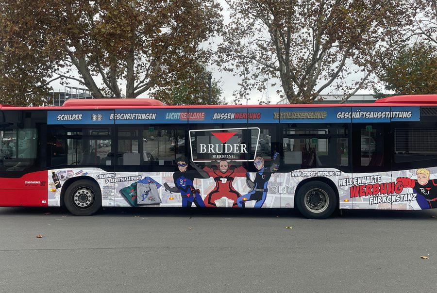 Bruder Werbung Stadtwerke Bus Seitenansicht