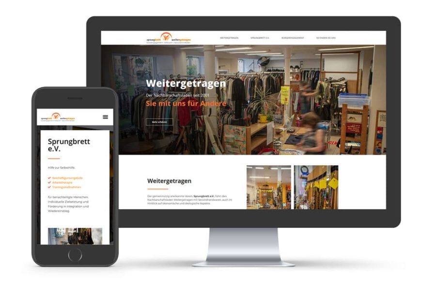 Weitergetragen Sprungbrett Website